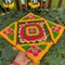 Rangoli Mat with Tea Light Candle Holder for Diwali Christmas Onam Pongal Decorations Pompom Rangoli Floor Home Temple Table Decor - Indian Traditional Deepawali Decoration (1 Pcs)